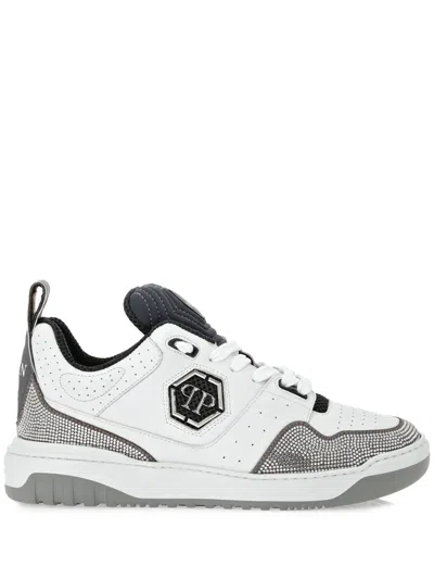 Philipp Plein Hexagon Crystal Low-top Sneakers In White