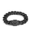 Philipp Plein Gunmetal Ip Stainless Steel Logo Cuban Link Bracelet In Silver