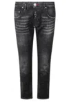 Philipp Plein Denim Skinny Fit Hexagon Jeans In Black