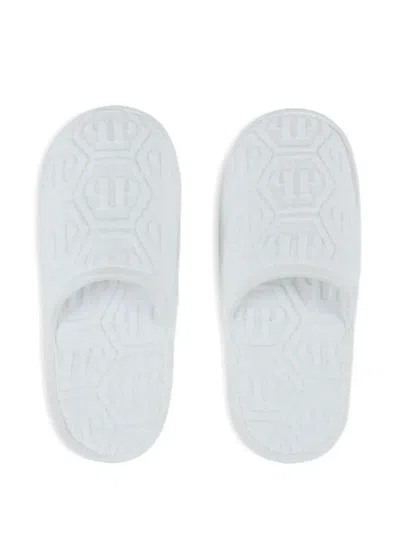 Philipp Plein Hexagon Flat Slippers In Blue