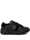 Philipp Plein Hexagon Force Leather Low Top Trainers In Black
