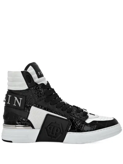 Philipp Plein Hexagon High-top Sneakers In Bianco