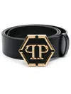Philipp Plein Logo-buckle Leather Belt In Black
