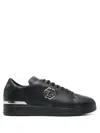 Philipp Plein Hexagon Leather Lo-top Sneaker In Black