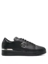 Philipp Plein Hexagon Leather Lo-top Sneaker In Black