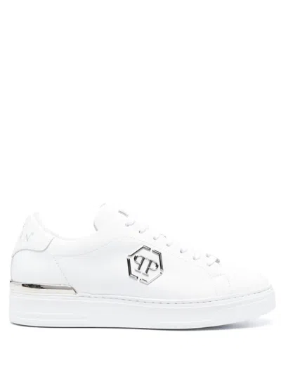Philipp Plein Hexagon Leather Lo-top Sneaker In White