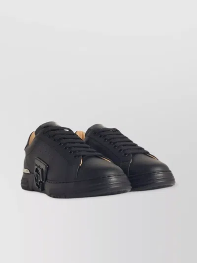 Philipp Plein 'hexagon' Leather Sneakers Featuring Perforated Detailing