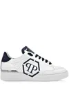 Philipp Plein Hexagon Leather Sneakers In White