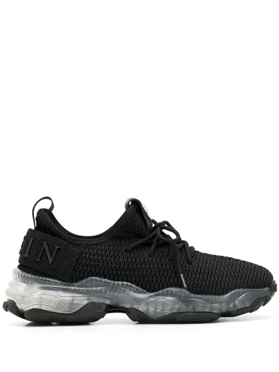 Philipp Plein Hexagon Logo Knit Sneakers In Black