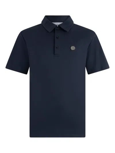 Philipp Plein Hexagon-logo Polo Shirt In Blue