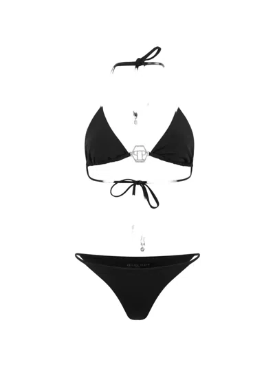 Philipp Plein Hexagon Logo-plaque Bikini In Black