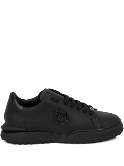 Philipp Plein Hexagon Nappa Leather Low-top Trainers In Black
