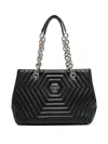 Philipp Plein Hexagon Quilted Leather Shoulder Bag In Black
