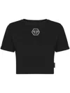 Philipp Plein T-shirt Round Neck Ss Crystal Hexagon In Schwarz