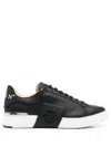 Philipp Plein Leather Sneakers With Distinctive Logo Detail In Black