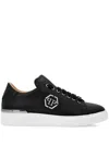 Philipp Plein Low-top Hexagon Leather Sneakers In Black