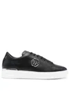 Philipp Plein Low-top Hexagon Leather Sneakers In Nero