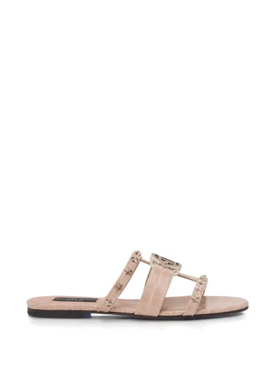 Philipp Plein Hexagon Star-detail Flat Sandals In Neutral