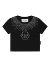 Philipp Plein Hexagon Strass Cropped T-shirt In ブラック