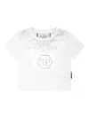 Philipp Plein Hexagon Strass Cropped T-shirt In White