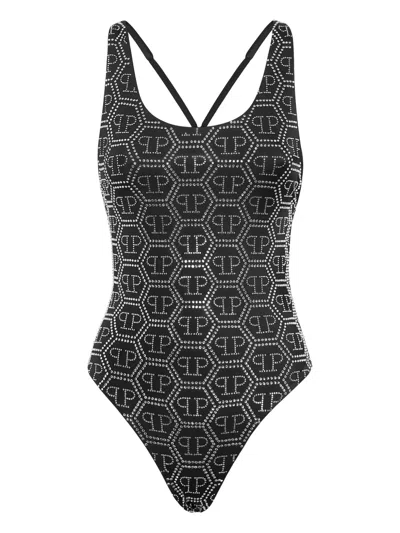 Philipp Plein Hexagon Swimsuit In Black