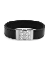 Philipp Plein Hexagon Tactical Buckle Leather Bracelet Man Bracelet Silver Size S Calfskin In Silver