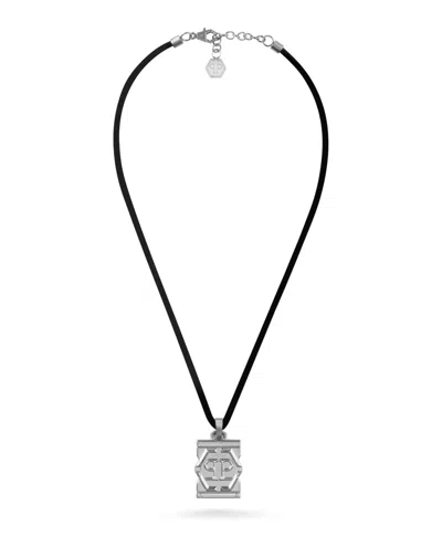 Philipp Plein Hexagon Tactical Buckle Silicone Necklace Man Necklace Silver Size Onesize Silicone