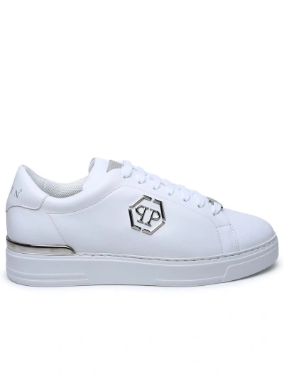 Philipp Plein Hexagon White Leather Sneakers
