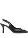 Philipp Plein Hexagonal-detail Leather Slingbacks In Black
