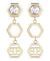 Philipp Plein Hexagonal Spike Crystal Earrings In Polished Stainless Steel In Gold