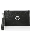 Philipp Plein Hexgonal Logo Minaudiere Crystal Clutch Bag In Black In Black