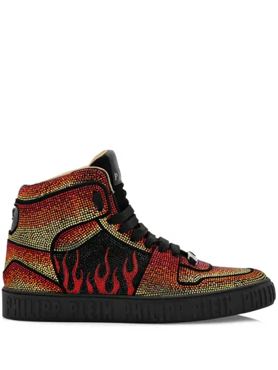 Philipp Plein High-top-sneakers Mit Kristallen In Schwarz