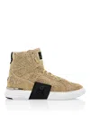 Philipp Plein Rhinestone-embellished High-top Sneakers In Gold