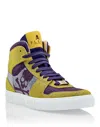 Philipp Plein Hi-top Sneakers Notorious Crystal Skull With Crystals In Yellow