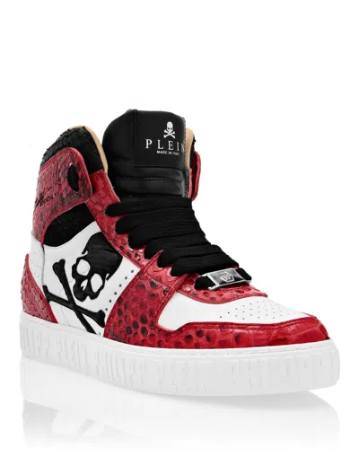 Philipp Plein Strass Crystal-embellished Hi-top Sneakers In Red