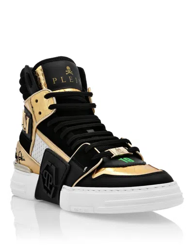 Philipp Plein Hi-top Sneakers Phantom Kick$ Python Gold Hexagon In Multi
