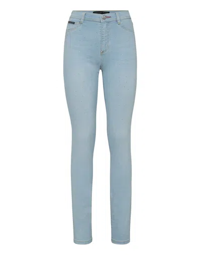 Philipp Plein High Waist Jegging Crystal In Multi