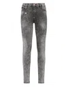 Philipp Plein Storm Grey High-waist Cotton Jeggings In Grey