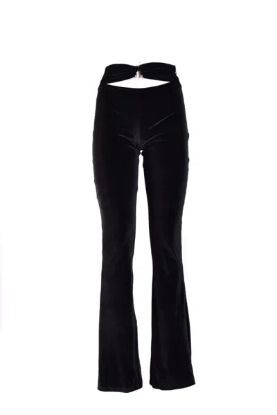 Philipp Plein Velvet Flared Leg High Waist Trousers With Cut-out Detail In Black