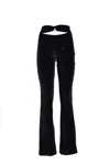 Philipp Plein High-waisted Flared Trousers With Cut-out Detail And Velvet Finish