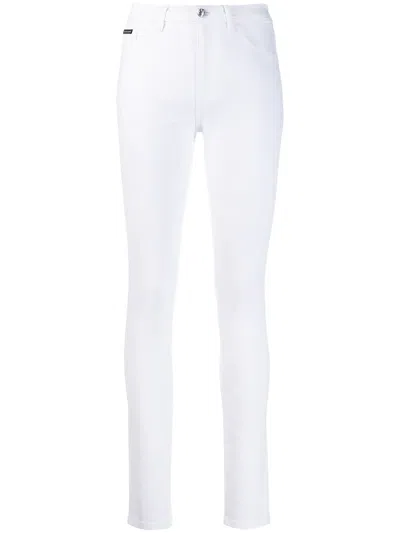 Philipp Plein High Waisted Jeggings In White