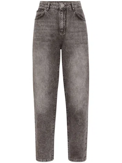 Philipp Plein High-waisted Tapered Jeans In Grey