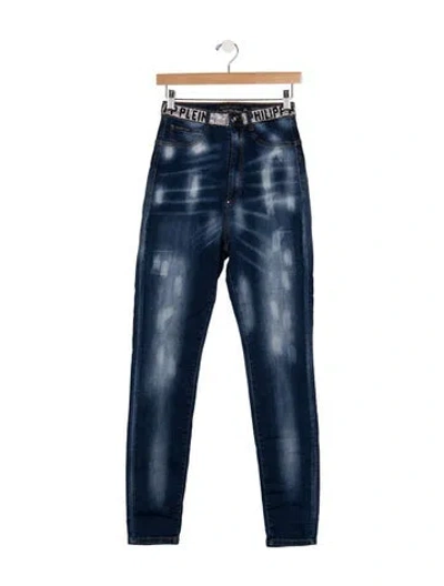 Pre-owned Philipp Plein High-rise Skinny Leg Jeans In Blue