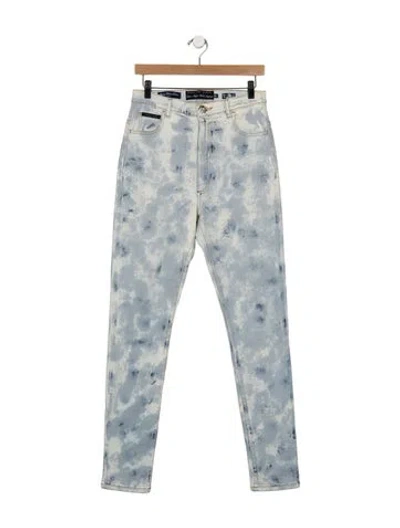 Pre-owned Philipp Plein High-rise Skinny Leg Jeans In Blue