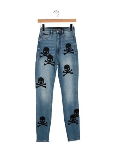 Pre-owned Philipp Plein High-rise Skinny Leg Jeans W/ Tags In Blue
