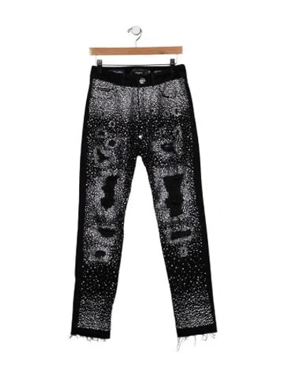 Pre-owned Philipp Plein High-rise Straight Leg Jeans In Black