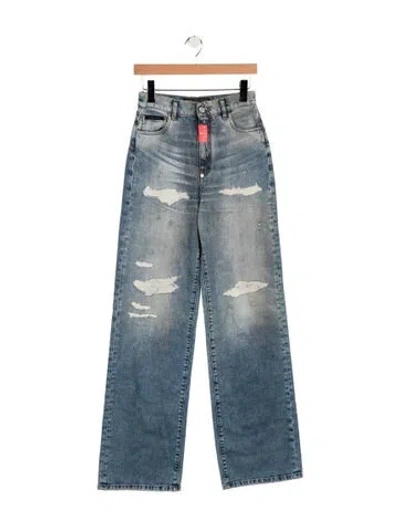 Pre-owned Philipp Plein High-rise Wide Leg Jeans In Blue