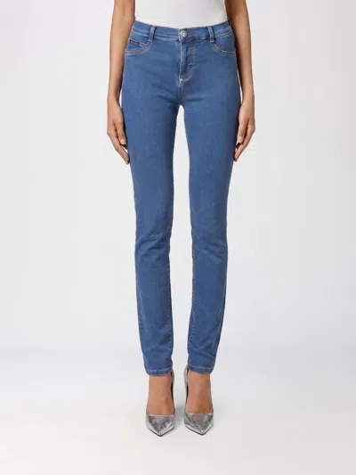 Philipp Plein High-waisted Skinny Stretch Denim Jeans In Blue