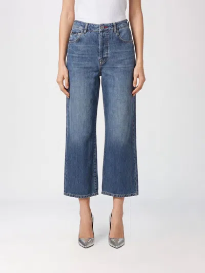 Philipp Plein High-waisted Wide Leg Cropped Stretch Denim Jeans In Blue
