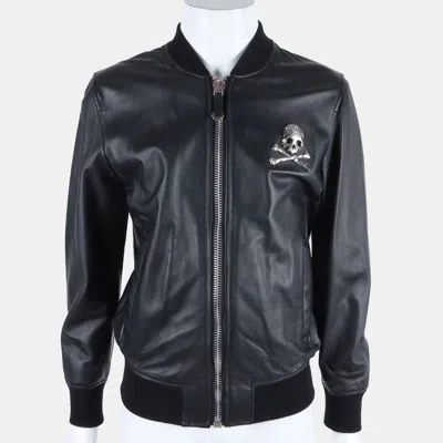 Pre-owned Philipp Plein Homme Blouson Leather Jacket M In Black